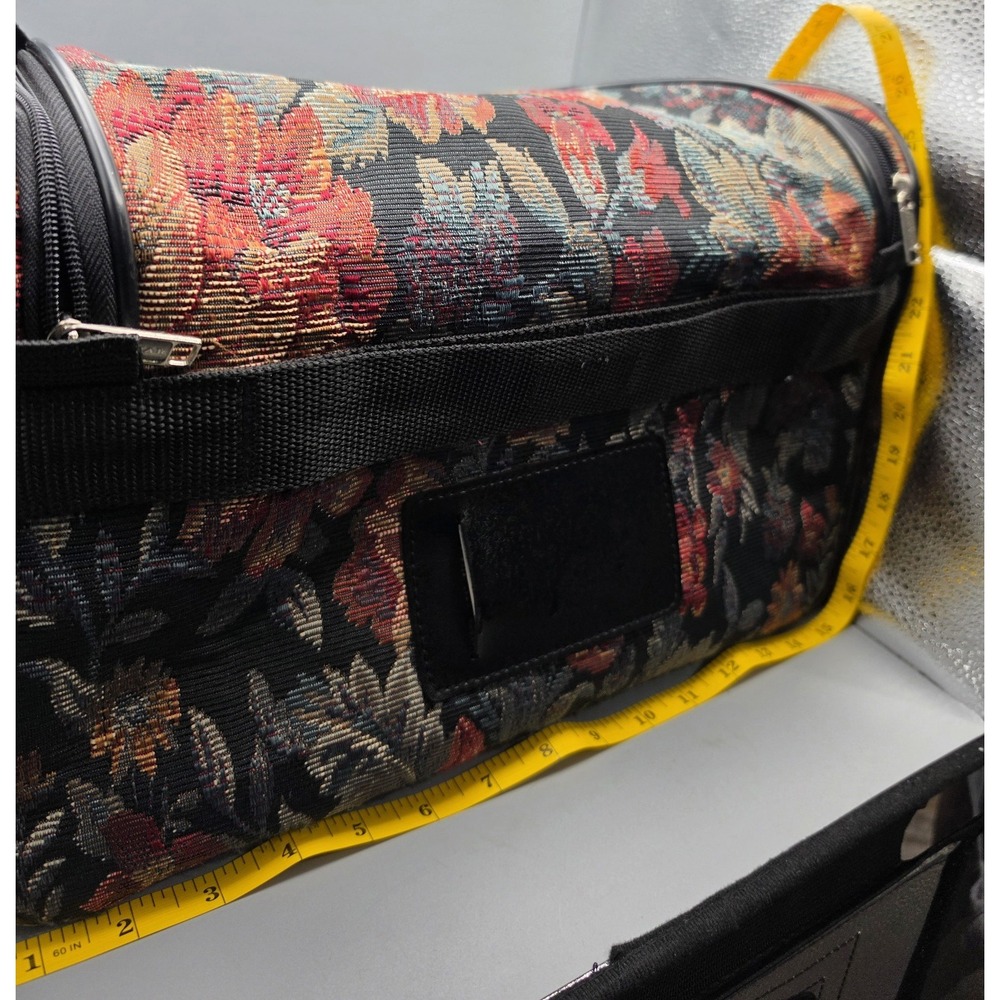Vintage Jaguar Floral Tapestry Travel Bag Carry On Shoulder Weekender Luggage - Picture 4 of 4